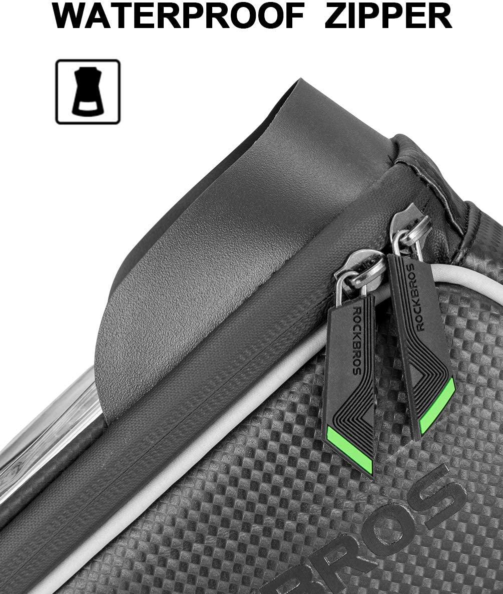 ROCKBROS Bike Phone Bag, Top Tube Pouch, Bicycle Front Frame Waterproof Accessories Holder Compatible with Iphone Xs Max 11 Pro Plus, Samsung S10