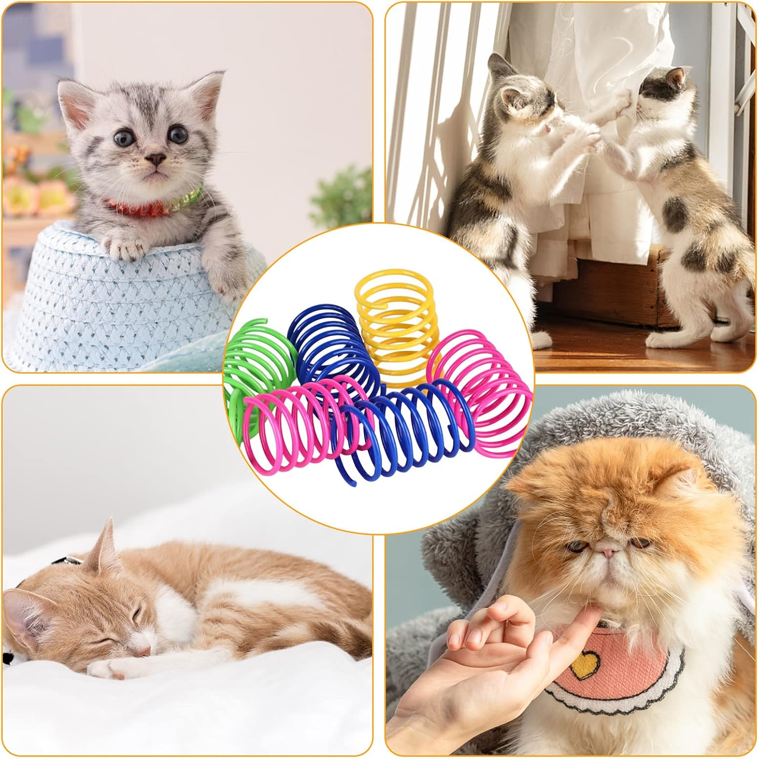 Delamiya Cat Spring Toy, Pack of 100 Cat Toys, Colourful Creative Plastic Spiral Springs for Cats, Interactive Toy for Cat, Novelty Toy for Biting, Hunting