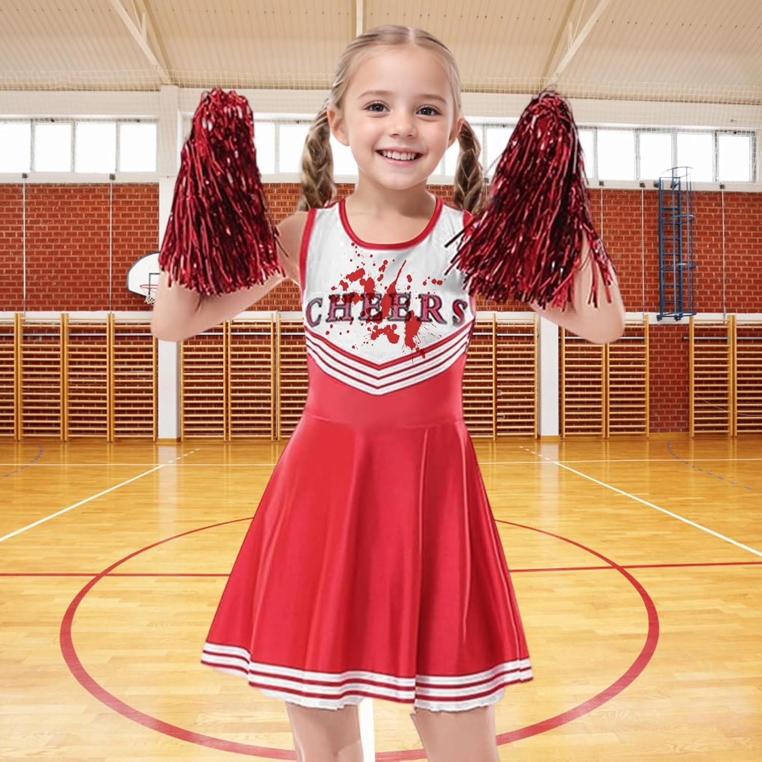 Women Zombie Halloween Cheerleader Costume,Zombie Cheerleader Outfit, Dead Fearleader Dress, Scary Themed Party Cosplay