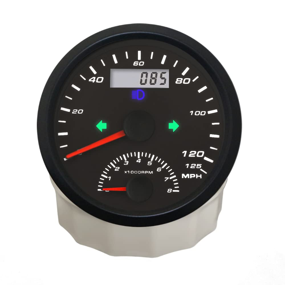ELING 85Mm 2In1 GPS Speedometer with Tachometer 0-200KM/H 8000RPM with Backlight for Car Motorcycle ATV UTV