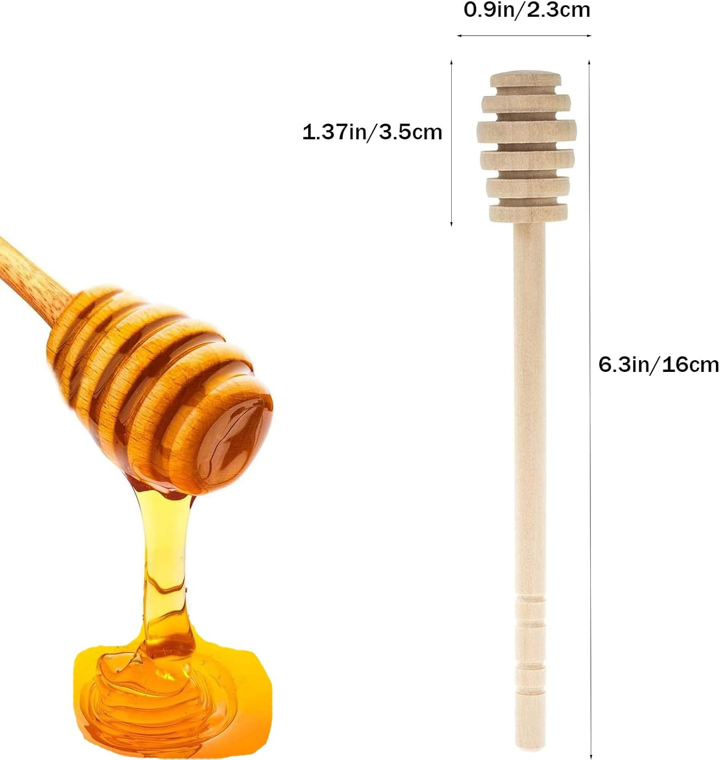 4 Pcs (6.3 Inches) Wooden Honey Mixing Stirrer Honey Dipper Sticks Honey Comb Stick Honey Spoon Collecting Dispensing Drizzling Jam image number 2