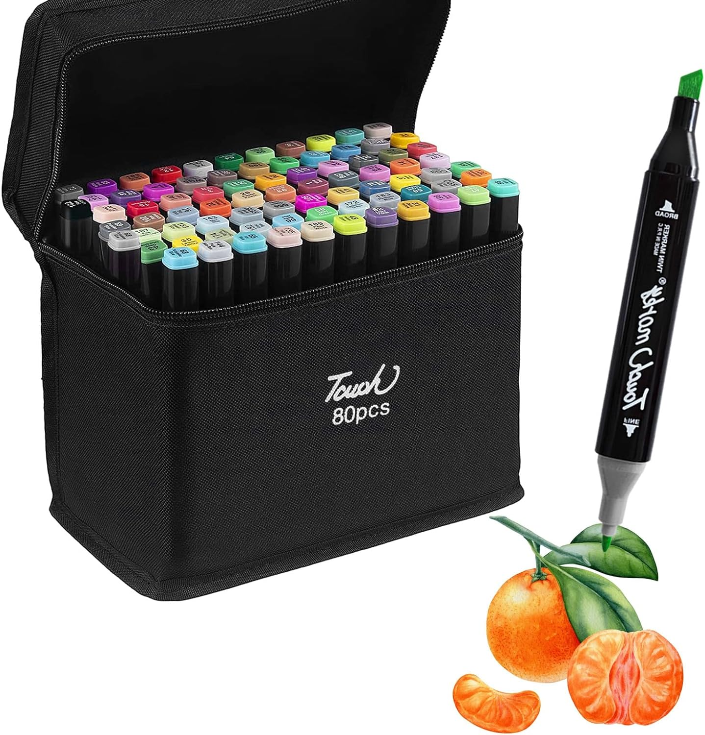 80 Colors Alcohol-Based Brush Drawing Markers, PIOGHAX Double Tipped Coloring Permanent Alcohol Art Markers with Case for Drawing, Sketching, Manga Comic Illustrations Cartoons image number 6