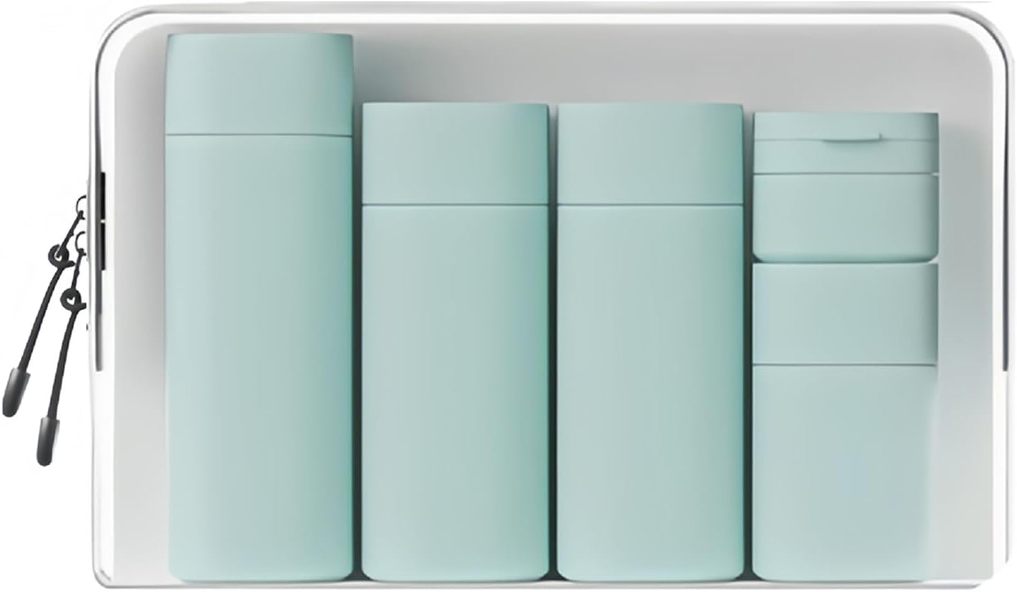 5 PCS Travel Cream Dispenser Bottles Set, TSA Approved Leak-Proof Toiletry Containers for Shampoo, Lotion, Cosmetics, Modern Portable Dispenser Bottles for Air Travel, Gym, Vacation (White)