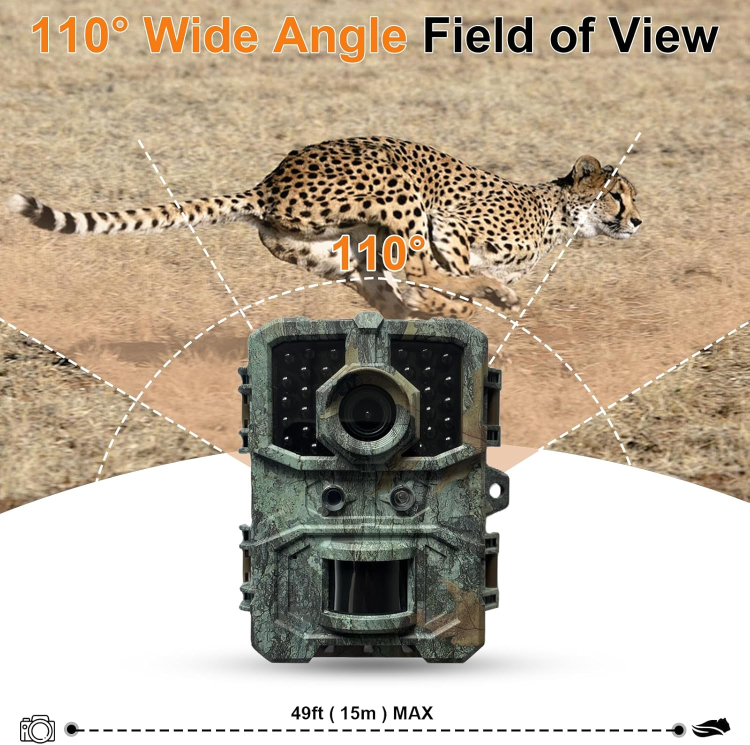 Trail Camera, 4K HD Game Camera with Night Vision, 0.3S Trigger Time Motion Activated, Loop Recording, 2.0 LCD Screen, IP66 Waterproof Camera for Wildlife Monitoring image number 3