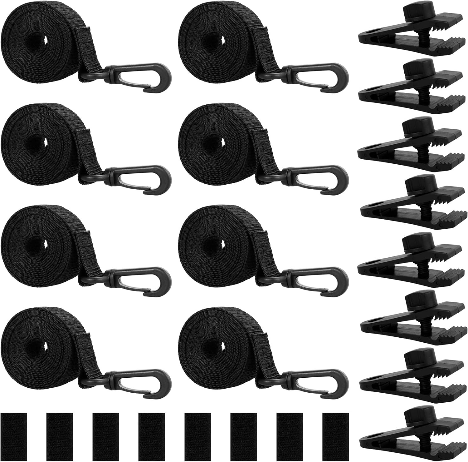 24Pcs Pool Solar Cover Reel Attachment Adjustable Strong Grip Pool Solar Blanket Strap Kit for Outdoor Garden Yard (Black,1 Set) image number 4