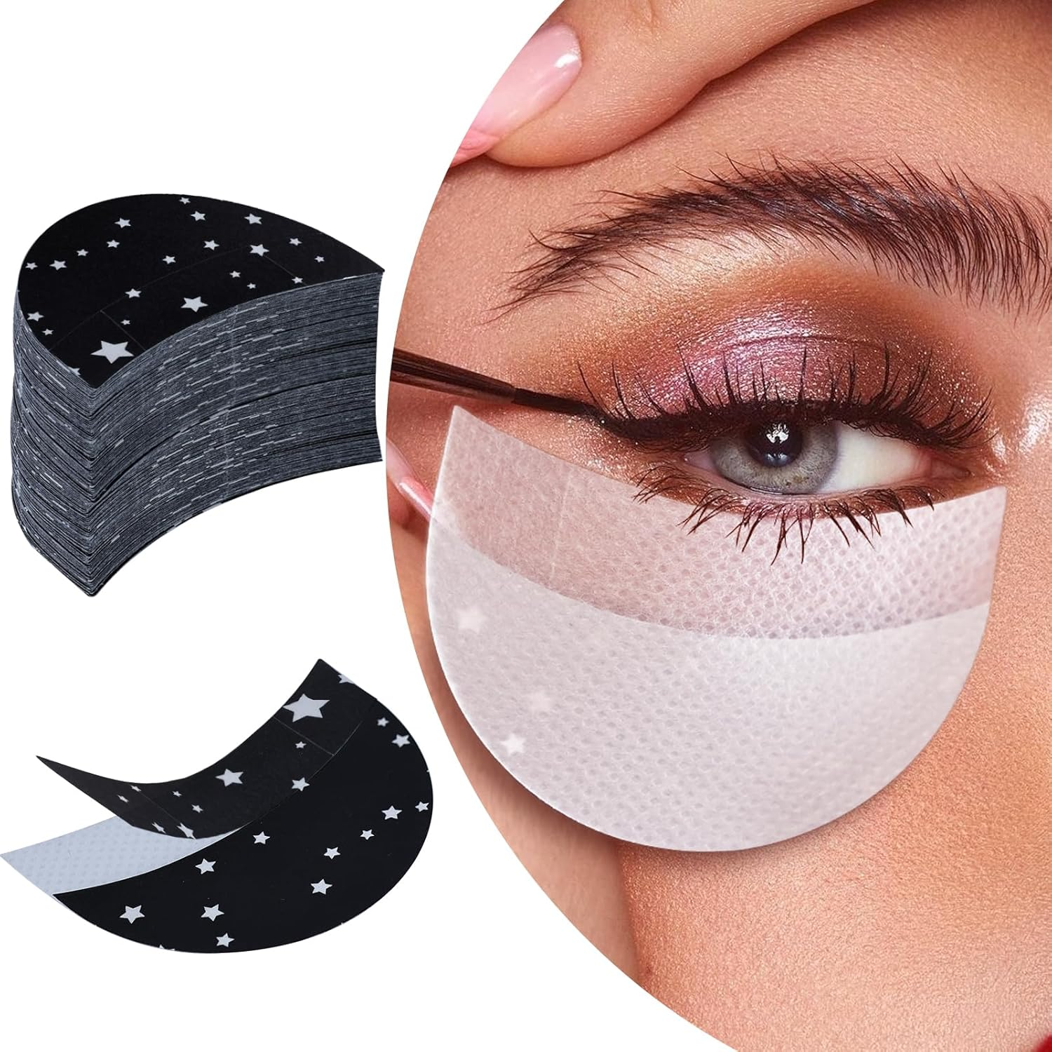 100 Pcs Eyeshadow Shields Pad Lint Free Eye Shadow Stencils Pads Professional under Patches Prevent Makeup Residue for Eyelash Extensions Eyeliner Tinting Lip