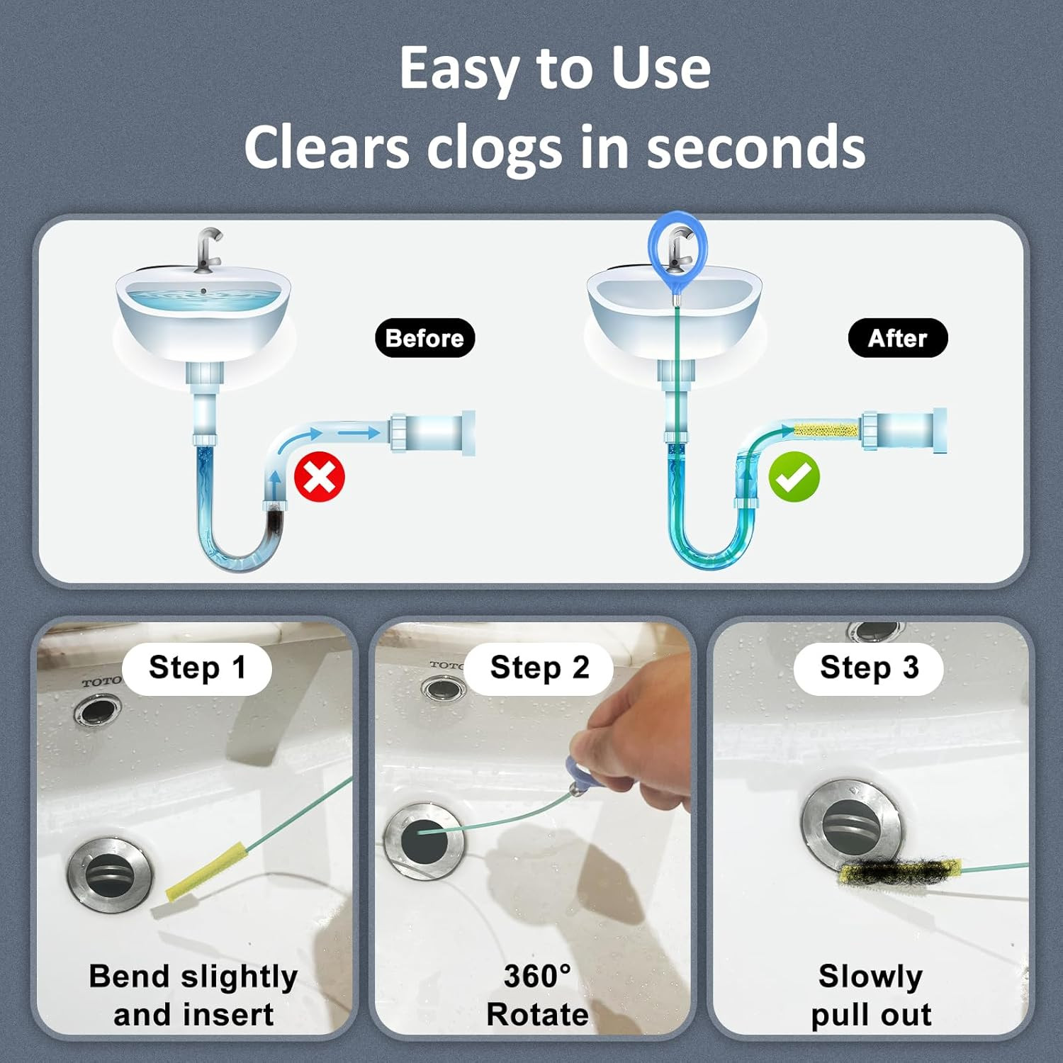 6 Pieces Pipe Cleaning Spiral, Drain Cleaner Spiral, Spiral Drain Pipe Cleaning, Drain Spiral, Drain Cleaner Brush, 90 Cm Hair Catcher, for Bathtub, Sewer Channels, Sink image number 5