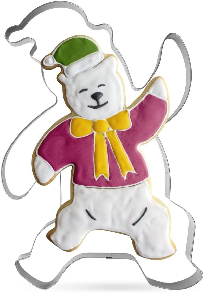 Tasty XXL Cookie Cutter, Ice Skating Pig, Piglet Shape, for Cute, Fun and Unique Cookie Creation and Baking in Classic Glossy Silver, Dimensions: 15.5 X 19 X 2.5Cm, Colour: Silver