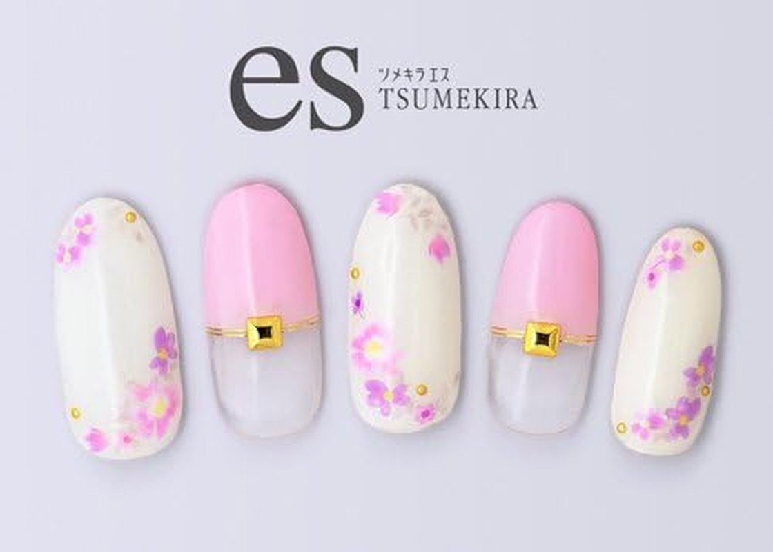 TSUMEKIRA ES-LIF-101 Nail Stickers, ES Little Flowers, Pink, Multicolor image number 3