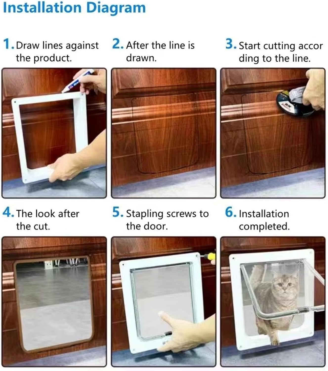 Focket Smart Cat Door for Interior and Exterior, Automatic Sensing Microchip Pet Door with 2 Collar Sensor and RFID Collar Sensor Activated Opening, Cat Flap for Door and Wall image number 1