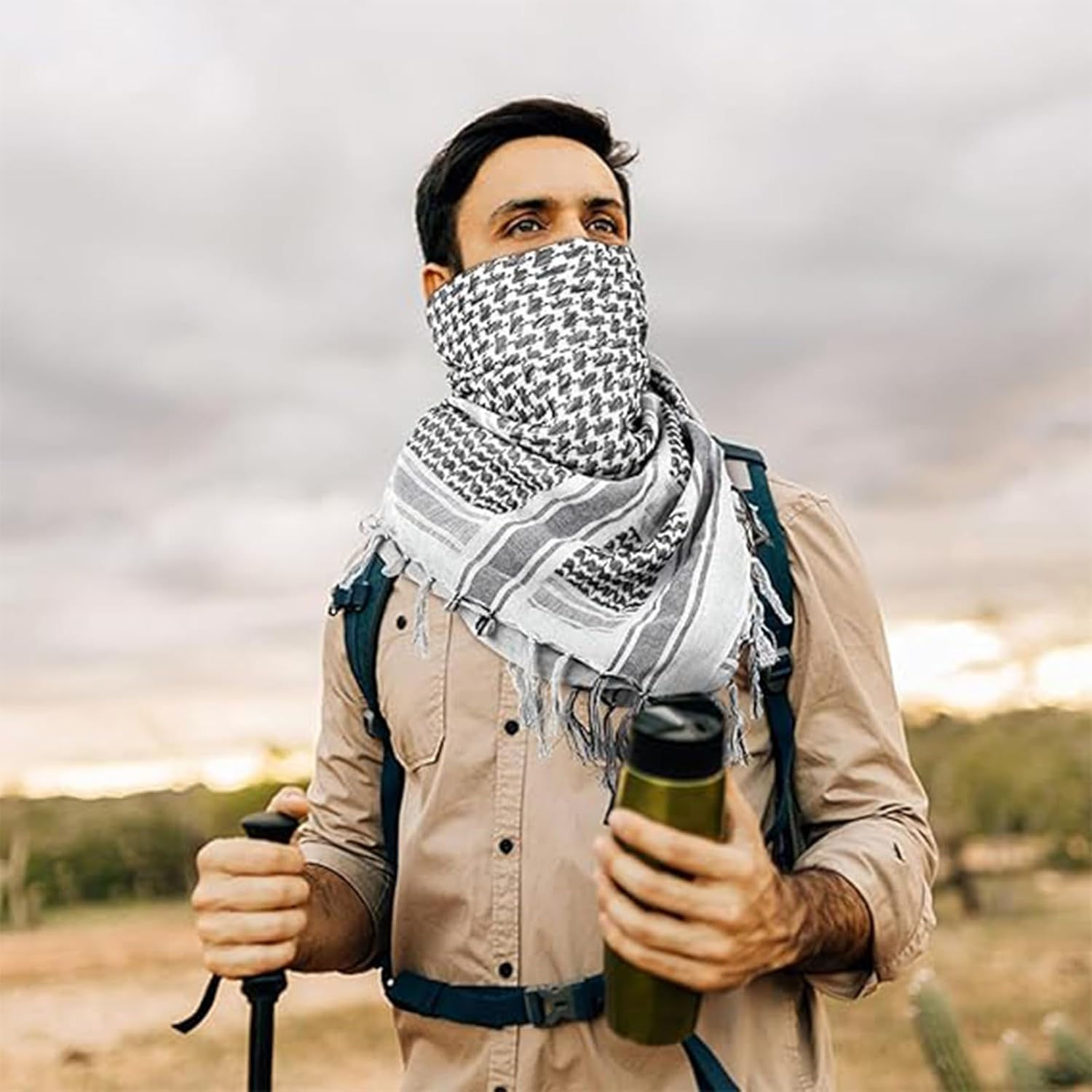 Australian Outback Tactical Scarf - Breathable Cotton Shemagh Wrap for Surfers & Hikers | UV Protection Sun Shield for Bushwalking/Beach image number 3
