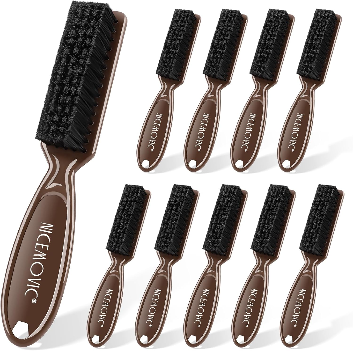 NICEMOVIC Barber Clipper Brushes, 10 Pcs Plastic Handle Nylon Bristles Cleaning Brush, Multifunctional Cleaning Supplies for Hair Styling Tools, Kitchen Sink, Shoes (Black)