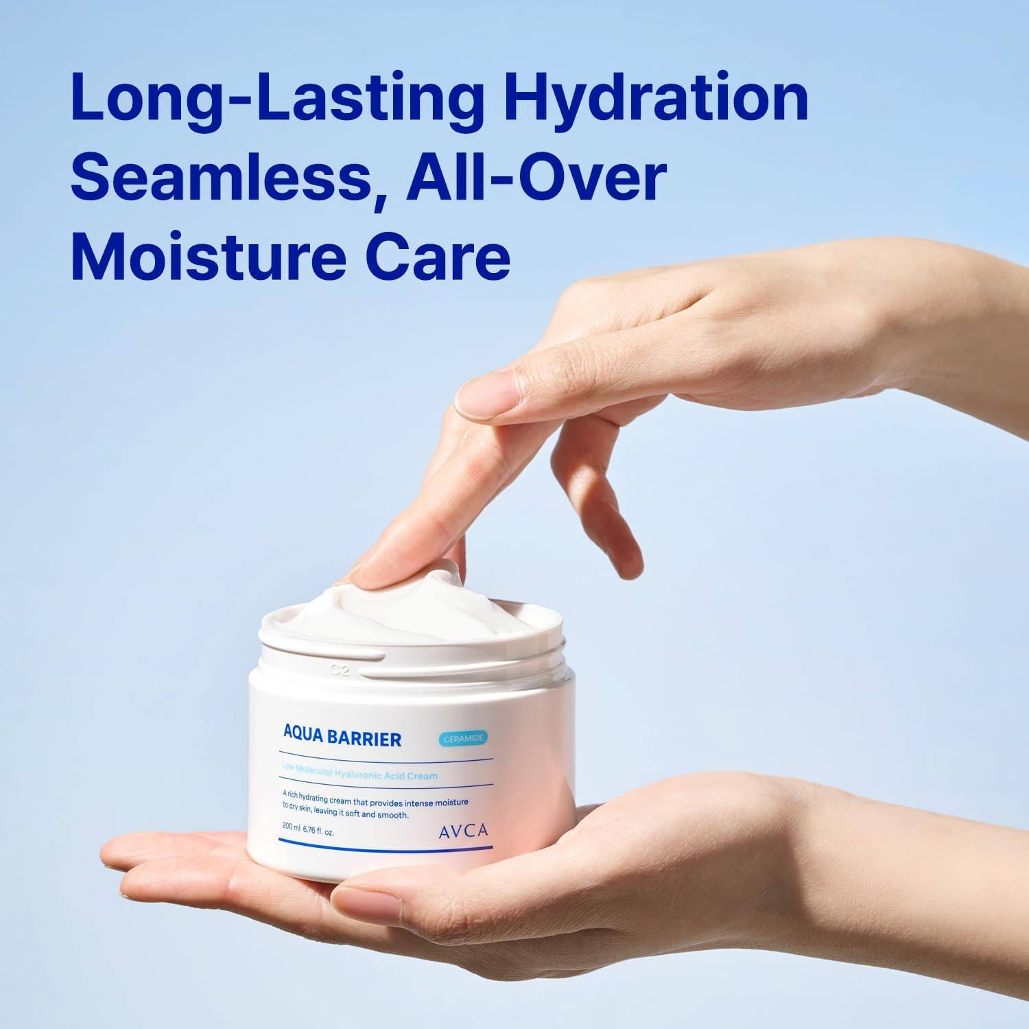 AVCA Aqua Hyaluronic Acid Daily Moisturizer 200Ml &ndash; Ceramide Barrier Support Cream for Dry Skin, Lightweight Rich Texture