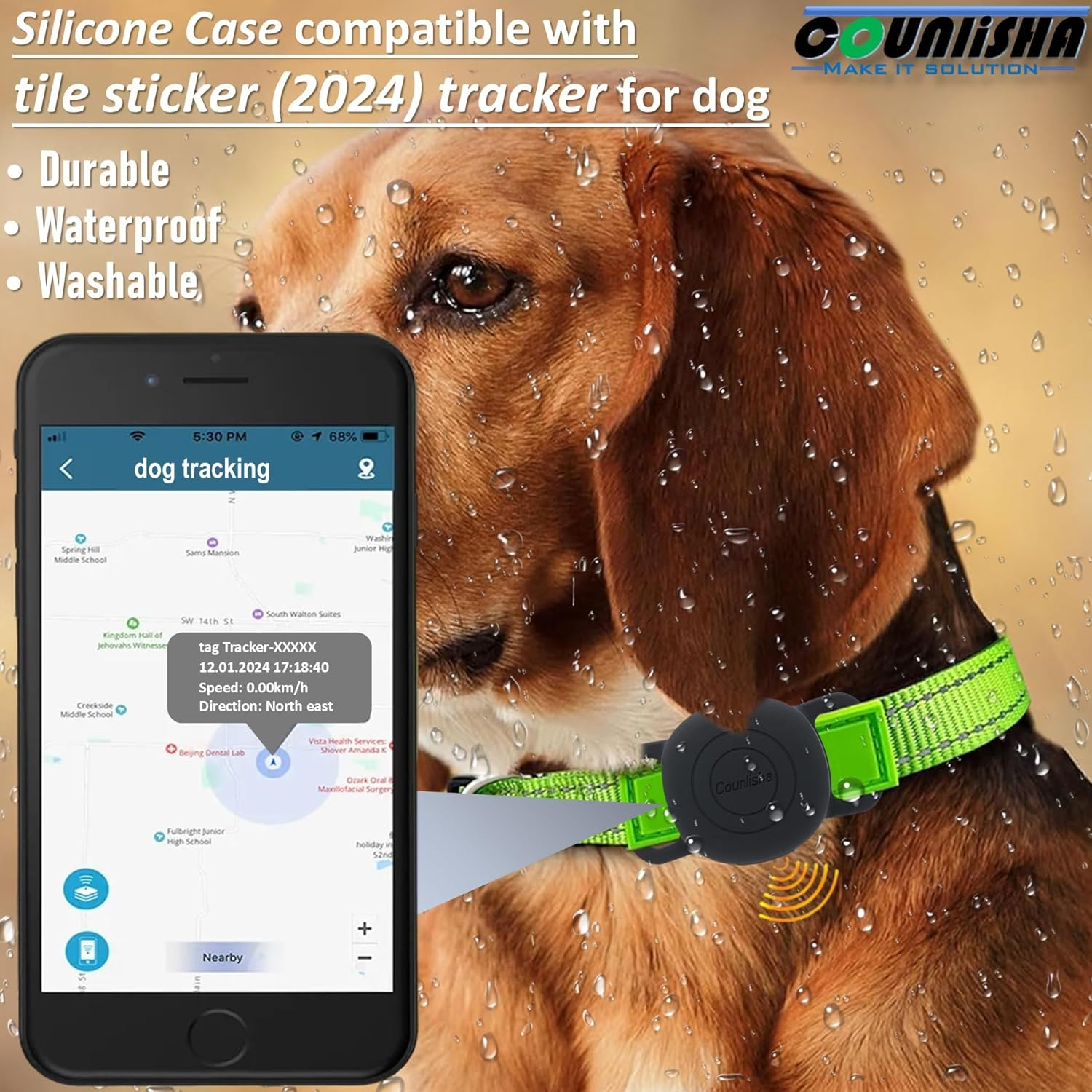 Silicone Holder for Tile Sticker (2024) for Cat Collar, Slim Durable Cover Tag for Pet Necklace Accessories, Waterproof Case Protect Life360 Sticker Tracker for Dog,Bag (2 Pack,Black) image number 6