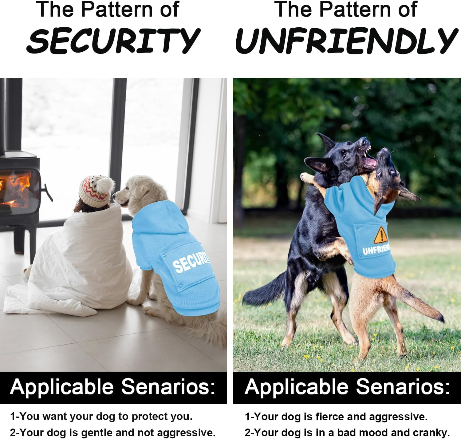 Greenjoy Magic Dog Sweater with 4 Interchangeable Patterns - Dog Hoodie Cold Weather Dog Coat Hooded Sweatshirt for Puppies,Cats, Small Medium Large Dogs (Blue (Letter Print A), Small) image number 2