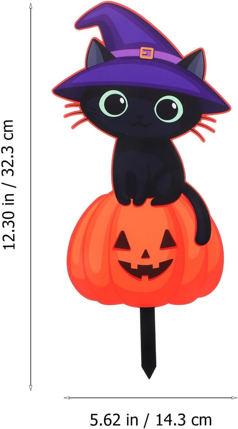 ORFOFE Halloween Garden Cat Stake Outdoor Sign Acrylic Halloween Decorations Home and Garden Double-Sided Printing Festive image number 1