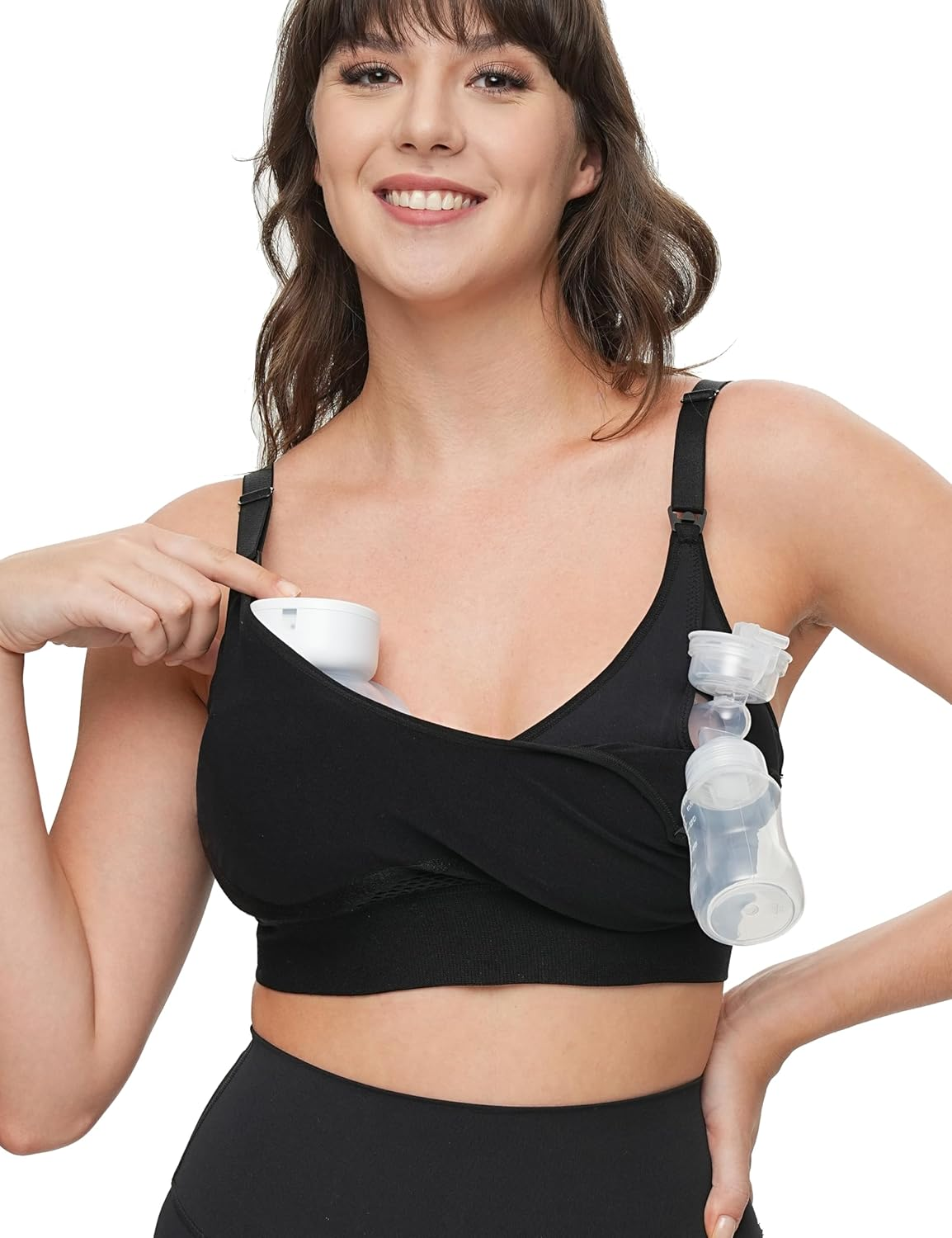 4-In-1 Pumping Bra Hands Free, Low-Impact Sports Nursing Bra for Breastfeeding, Maternity Bra for Pregnancy image number 5