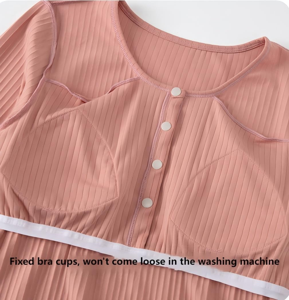 Women'S Loose Fit V-Neck Sleep Shirt - Home Short Sleeve Pajama Dress image number 6