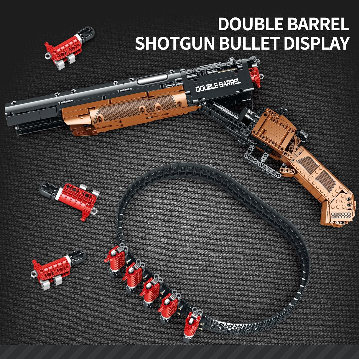 Reobrix 77028 Gun Building Blocks Set, Double Barrel Shotgun Toy Model Kit, Military Weapon Building Toy for 12+, 933 Pieces image number 5