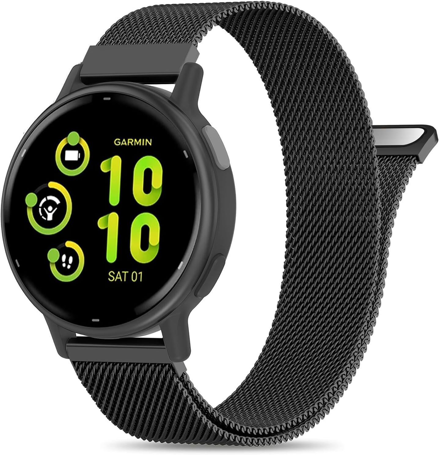 Everact 20Mm Metal Magnetic Compatible with Garmin Vivoactive 5 Watch Band/Vivoactive 6/3/3 Music, Quick Release Stainless Steel Mesh Strap for Venu Sq 2 & Forerunner 55/165/245/645/570-42Mm