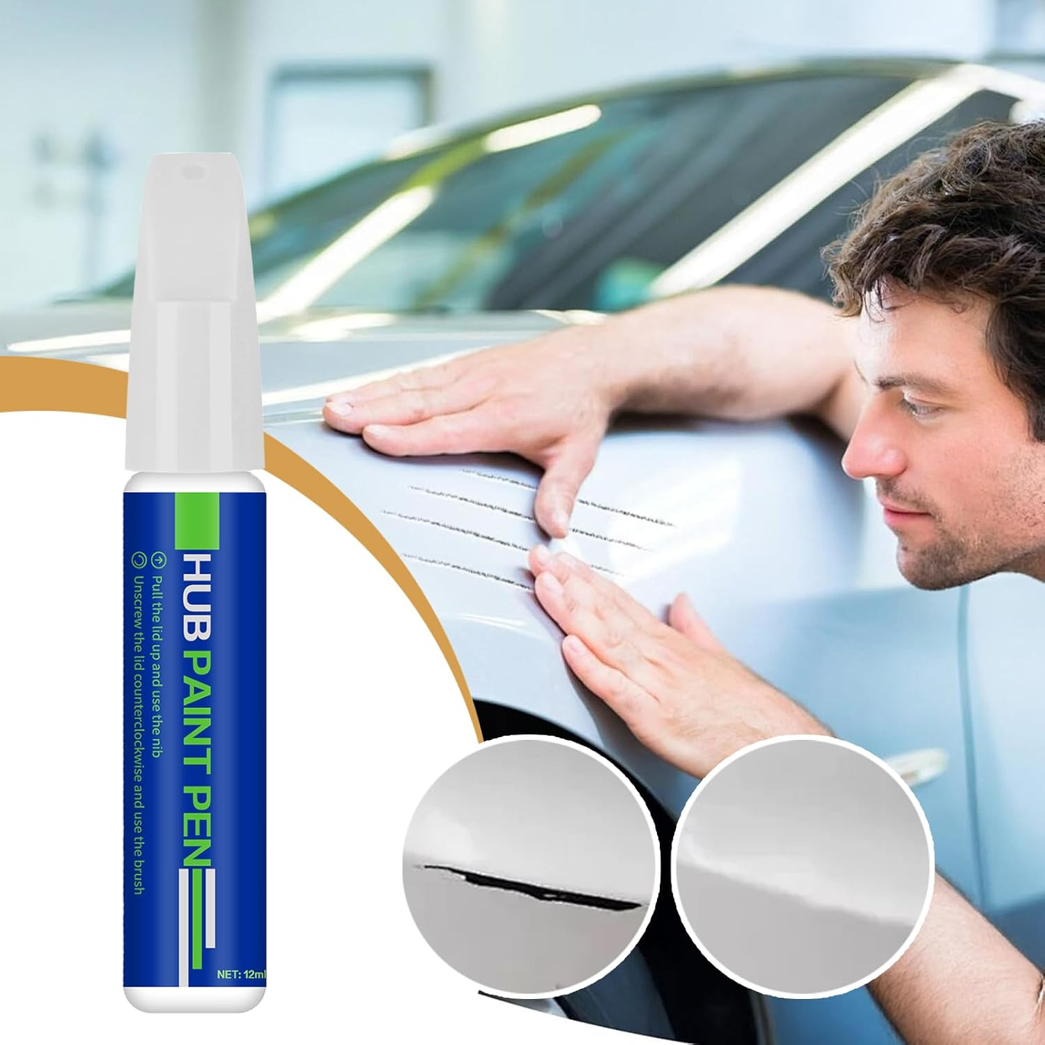 Auto Paint Repair Pen - Auto Touch up Paint Pen - Quick-Dry Marker Filler Scratch Repair for Wood Glass Furniture Wall Appliance Metal Leather - White image number 6