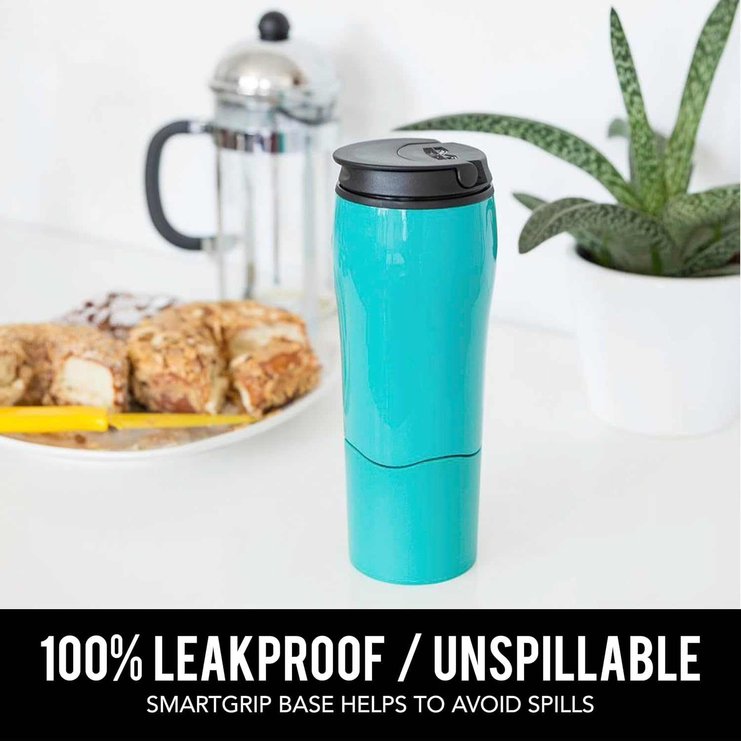 Mighty Mug Plastic Travel Mug, No Spill Double Wall Tumbler, Cold/Hot, Cup-Holder Friendly, Dishwasher Safe, (Teal, 12Oz) image number 7