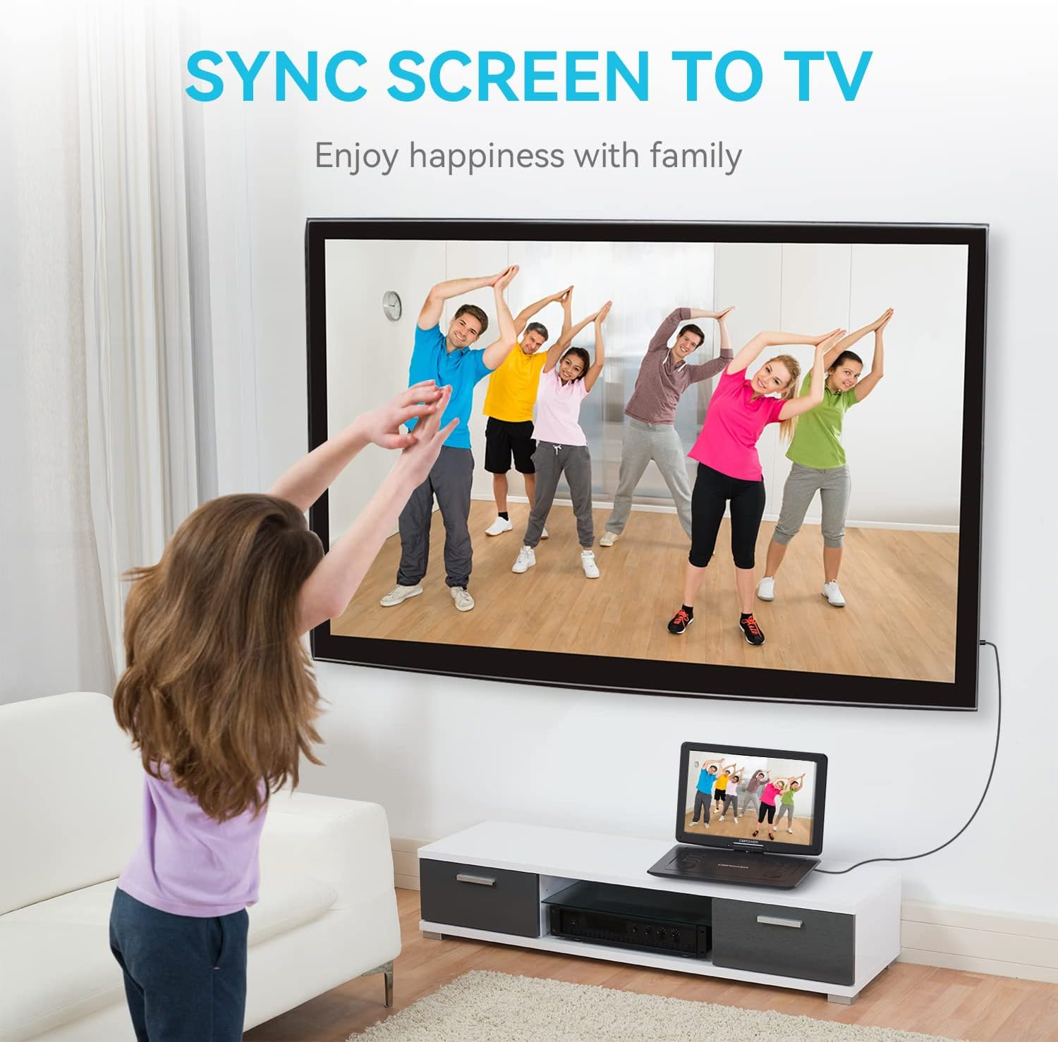 DBPOWER 17.9" Portable DVD Player with 15.6" Large HD Swivel Screen, 6 Hour Rechargeable Battery, Support USB/SD and Multiple Disc Formats, High Volume Speaker, Car Charger, Remote Control image number 4