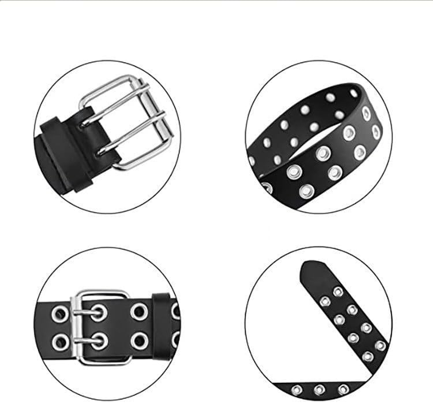 Women'S Grommet Leather Belts Punk Rock Waist Belt image number 4