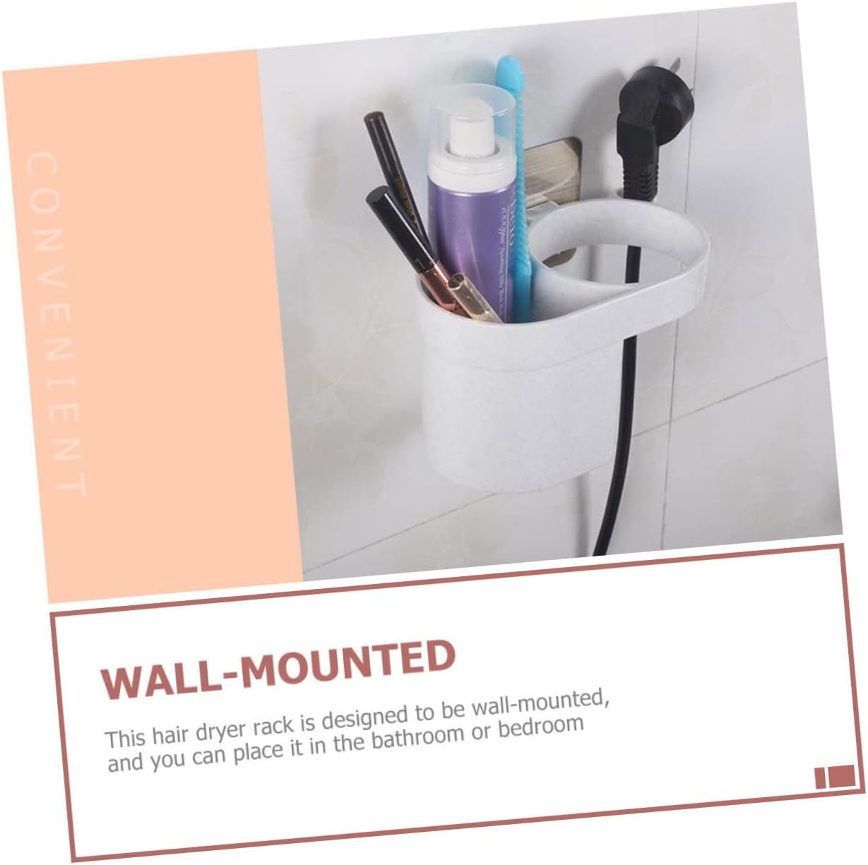 BIUDECO Bathroom Blow Dryer Holder Wall Mounted Hair Dryer Rack Storage Holder image number 5