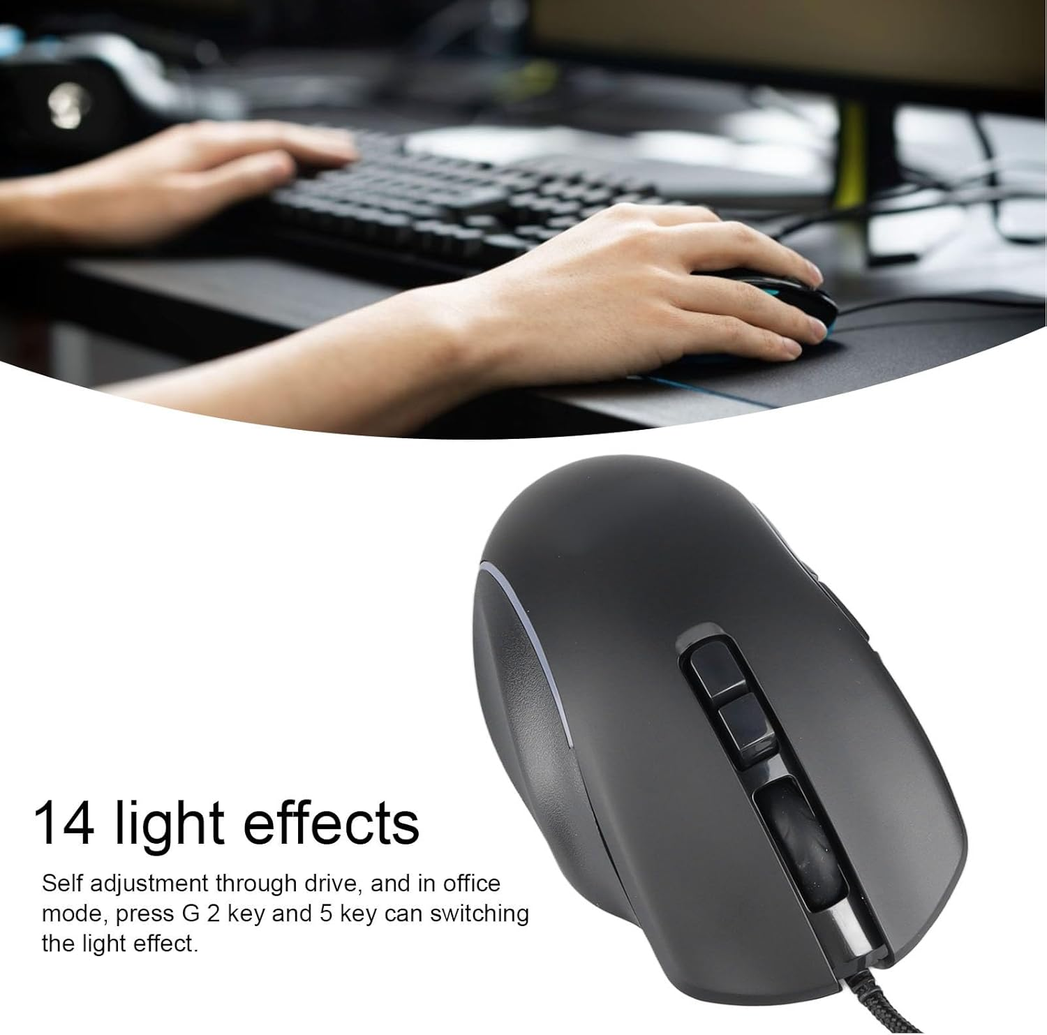 Wired Gaming Mouse, RGB Backlit, 6 Adjustable DPI, 10 Programmable Buttons, Corded Gamer Mouse for PC Computer and Laptop (1) image number 6
