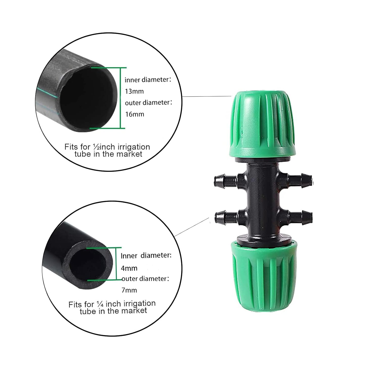 21 PCS Drip Irrigation Fittings Kit for 1/2 Inch to 1/4 Inch Irrigation Tube Anti-Drop Premiun Quality Fitting,Barbed Locked Nuts Connectors image number 1