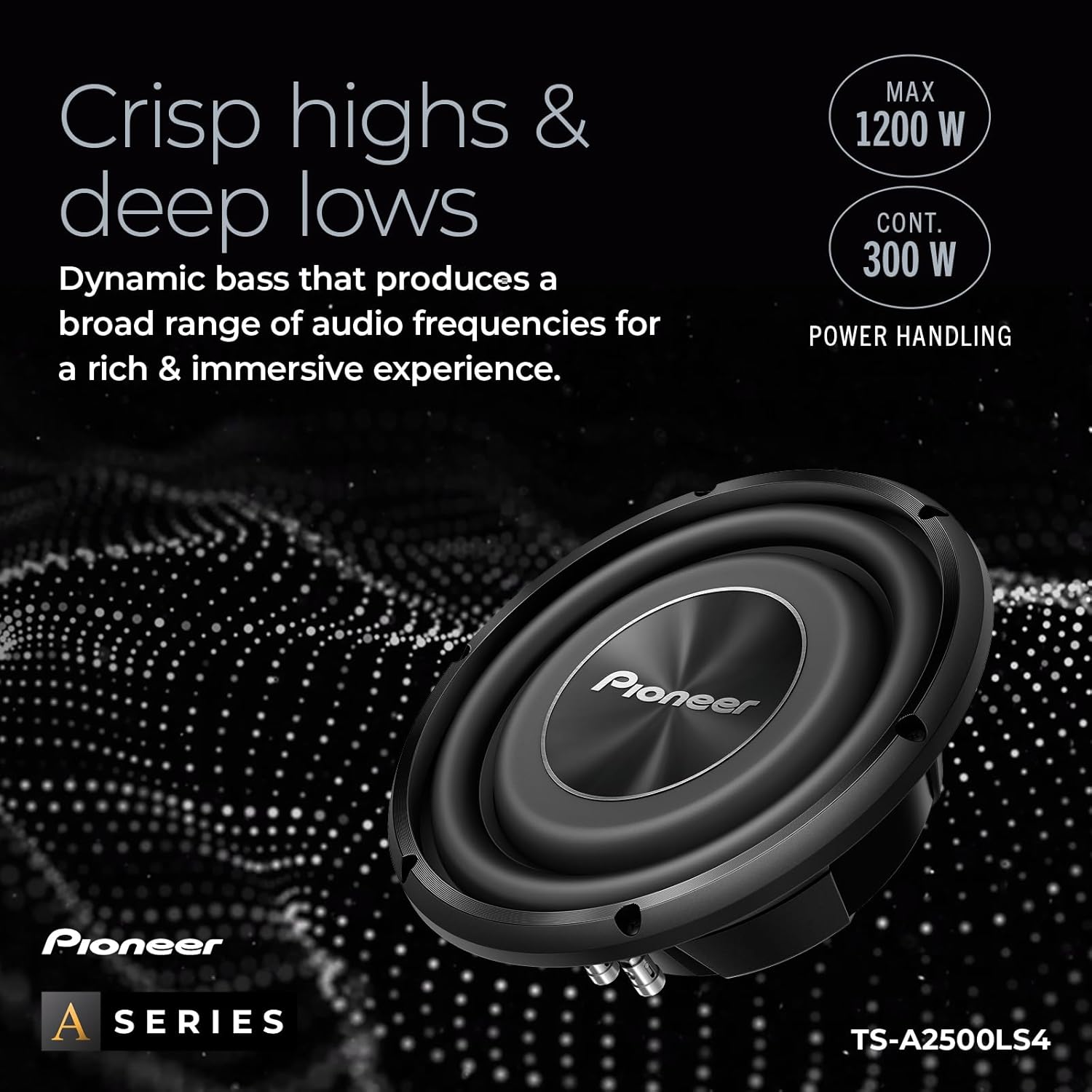 Pioneer TS-A2500LS4-25 Cm / 10 Inch A-Series Component Subwoofer Speaker, 1200 W MAX. 300 W NOMIN image number 3