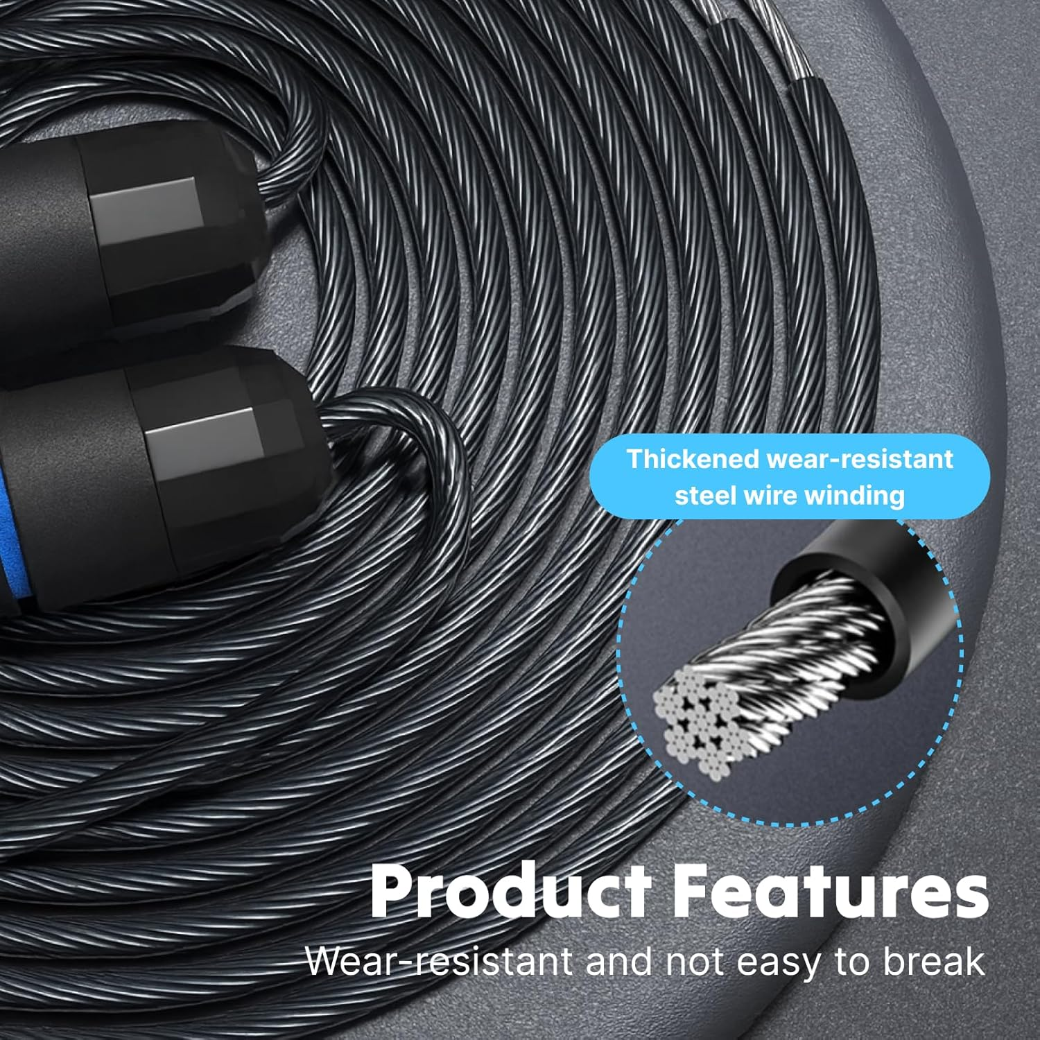 Adjustable Jump Rope Premium Tangle-Free Skipping Rope for Cardio Exercise, Boxing, Aerobic Training, and Speed Workouts, Ergonomic Handles and High Speed Ball Bearings for All Fitness Levels image number 5