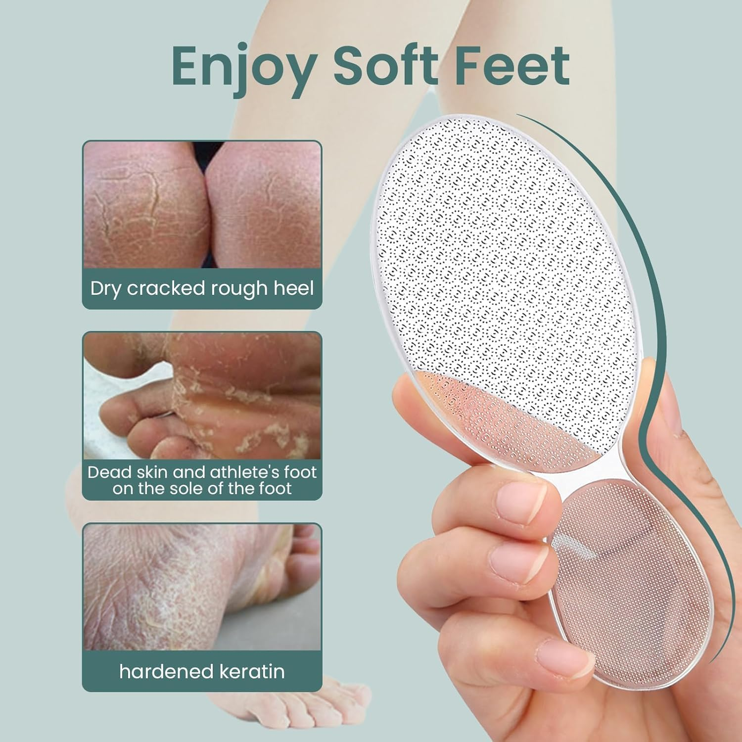 Glass Foot File 8-Shaped Rough and Smooth Sides Callus Remover Feet Heel Scrubber Dead Skin Scraper Pumice Stone Professional Pedicure Tools for Women and Men image number 1
