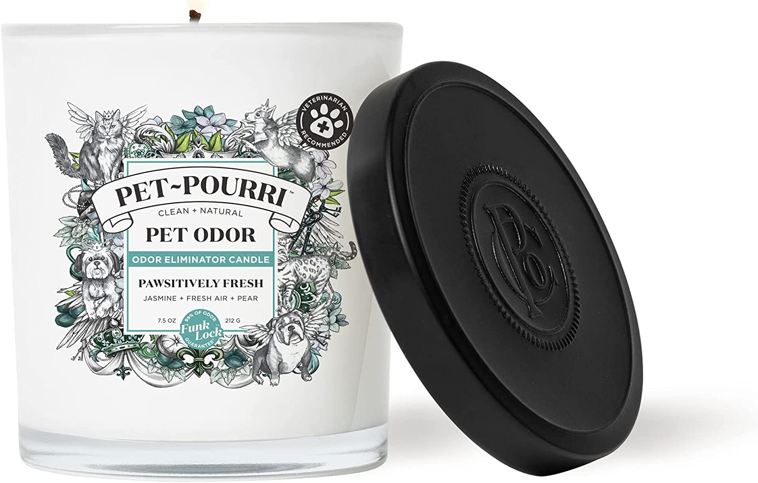 Pet-Pourri Pet Odor Eliminator Candle, Pawsitively Fresh, 7.5 Oz - Jasmine, Fresh Air and Pear (Veterinarian Recommended) image number 2