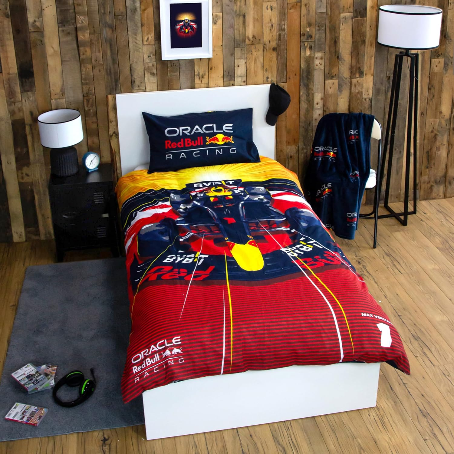Character World Oracle Red Bull Racing Official Single Duvet Cover Set | Speed Design Reversible 2 Sided Bedding Including Matching Pillow Case Single Bed Set | Polycotton image number 2