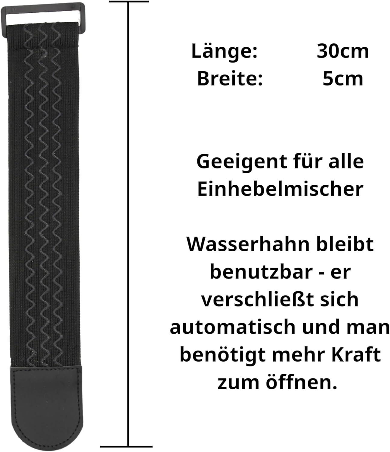 HOBICHT - 2 X Child Safety Tap Single Lever Mixer Elastic Strap with Velcro Fastener Non-Slip Silicone Protection Fitting Child Safety Lock Kitchen Bathroom Child Safe Safety Protection (Black, 30) image number 2