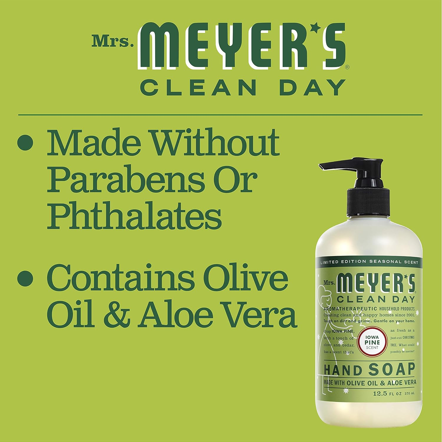 MRS. MEYER'S CLEAN DAY Hand Soap, Limited Edition Iowa Pine, 12.5 Fl. Oz - Pack of 3 image number 3