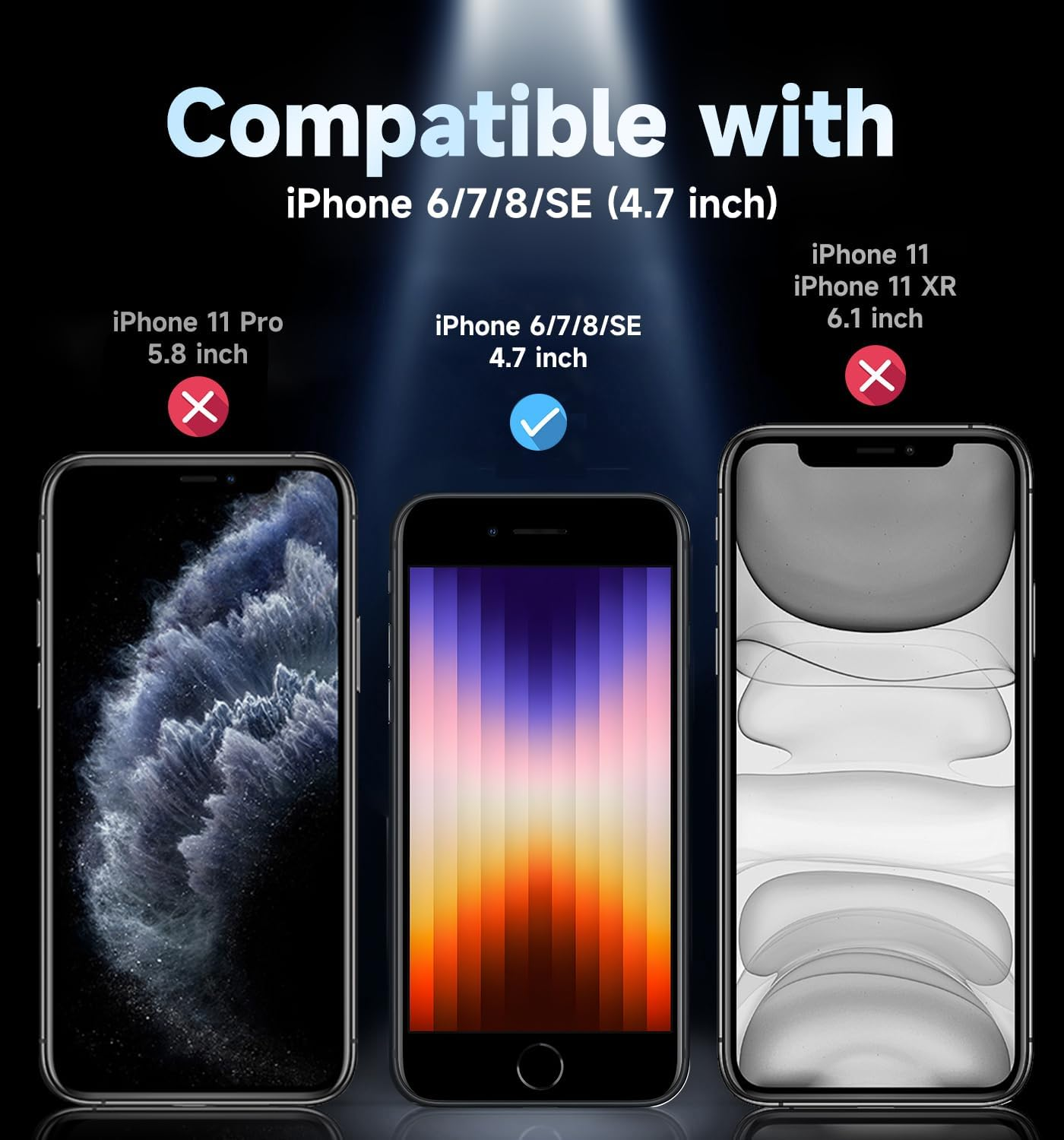 MAGIC JOHN 2 Pack for Iphone SE 3/2 (2022/2020 Edition), Iphone 8/7/6/6S Tempered Glass Screen Protector, Auto Dust-Elimination, Bubble Free, HD Clear, Easy Installation image number 2