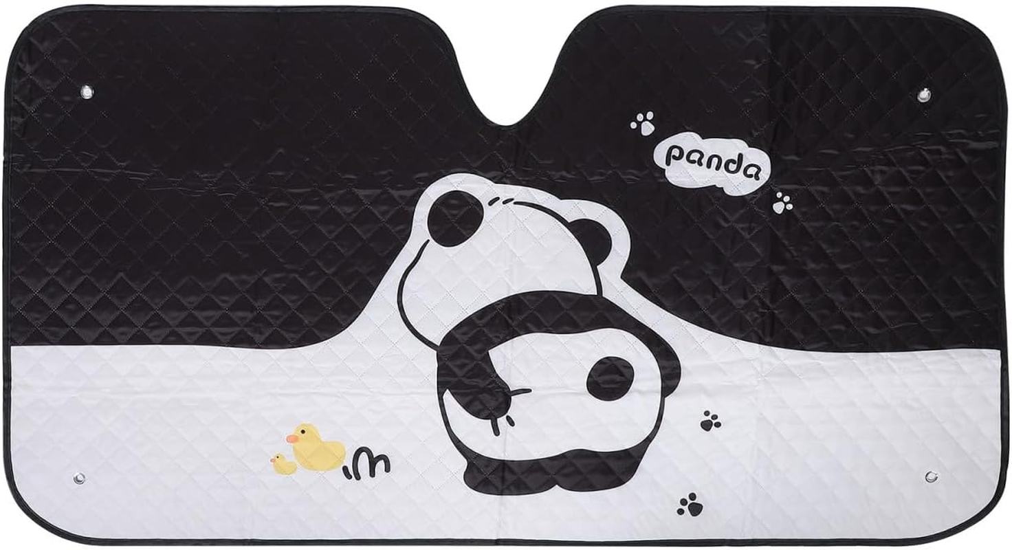 ULTECHNOVO Panda Car Windshield Sun Shade Cute Design Vehicle Sunshade Front Window Uv Protection Summer Heat Blocker Fits Most Cars image number 2