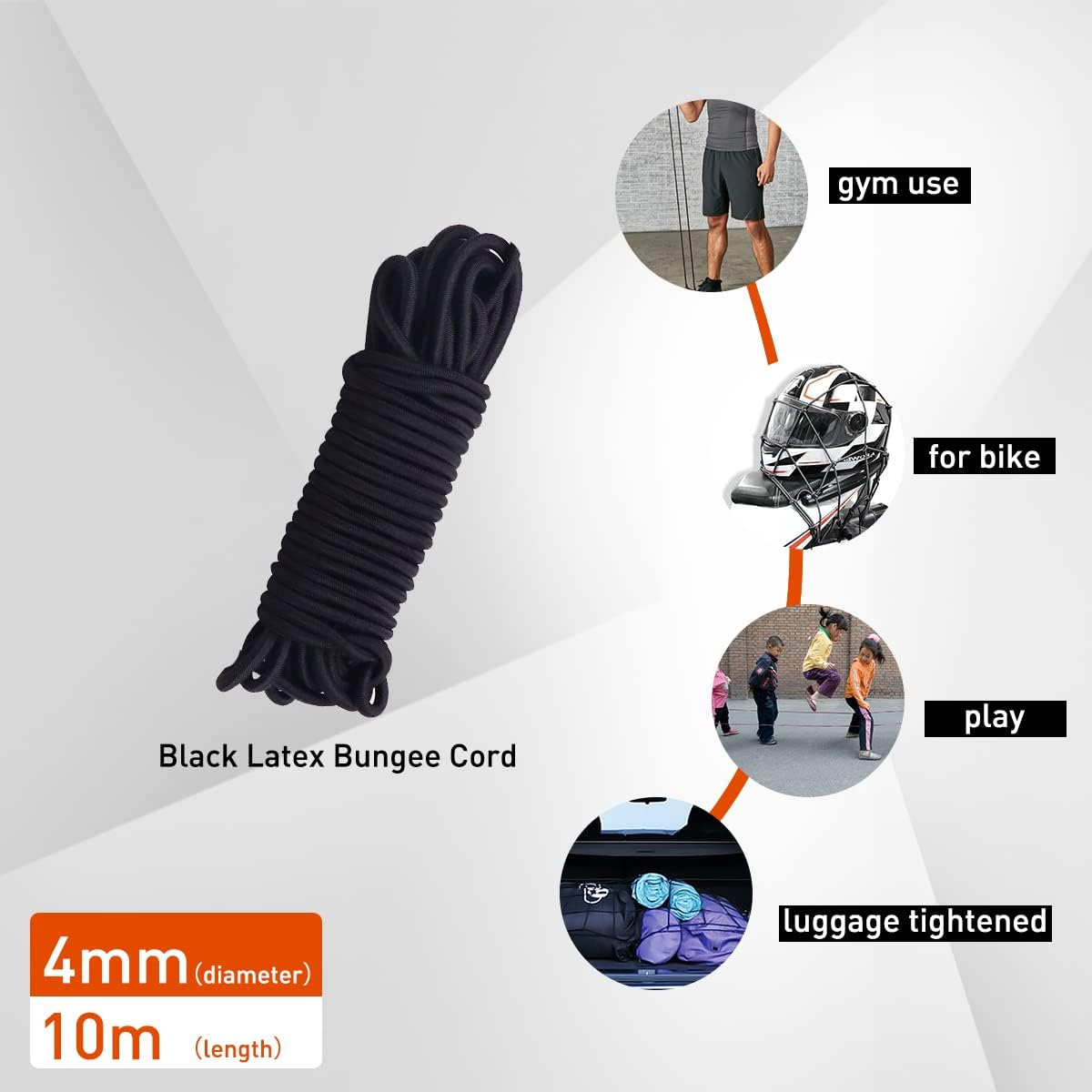 Fantasyon 4Mm Black Elastic Cord - 10M Stretchy Bungee Cord for Tent Poles, Backpack, DIY Projects image number 4