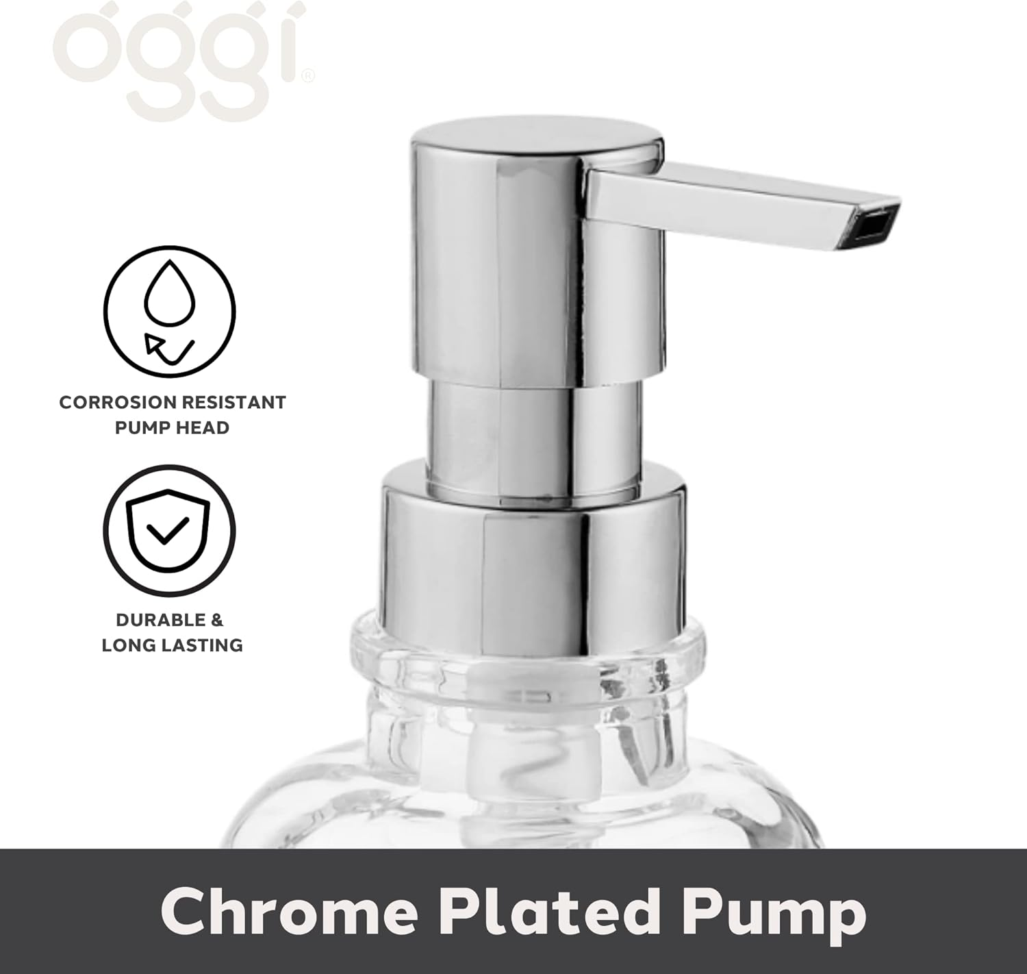 Oggi 12Oz round Glass Lotion and Soap Dispenser for Kitchen or Bath-Smoke image number 6