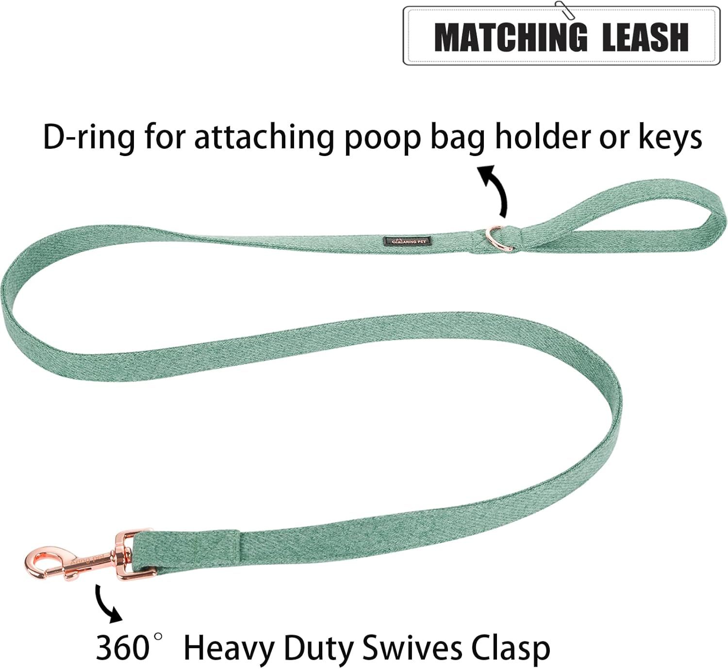 ARING PET Dog Collar with Lead, Cotton Cute Dog Collar and Lead Set, Adjustable Dog Collars with Metal Buckle for Small Medium Large Dogs image number 5