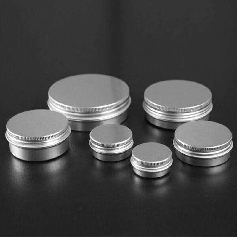 Vivo Packaging Aluminium Tin with Screw Cap, Silver round Tin Containers for Cosmetic Pot, Lip Balm, Creams, and DIY Storage, Small Metal Tins for Travel and Home Use (100 Pcs / 200 Pcs) image number 2