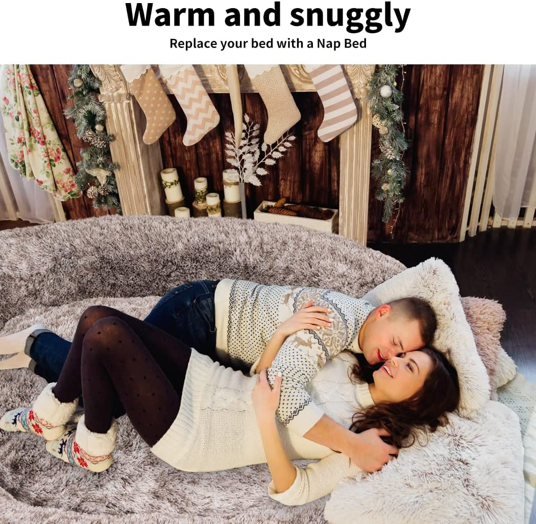 Thenapbed 1.8M Human Size Pet Bed Fluffy Calming Washing Napping Mattress Brown image number 2