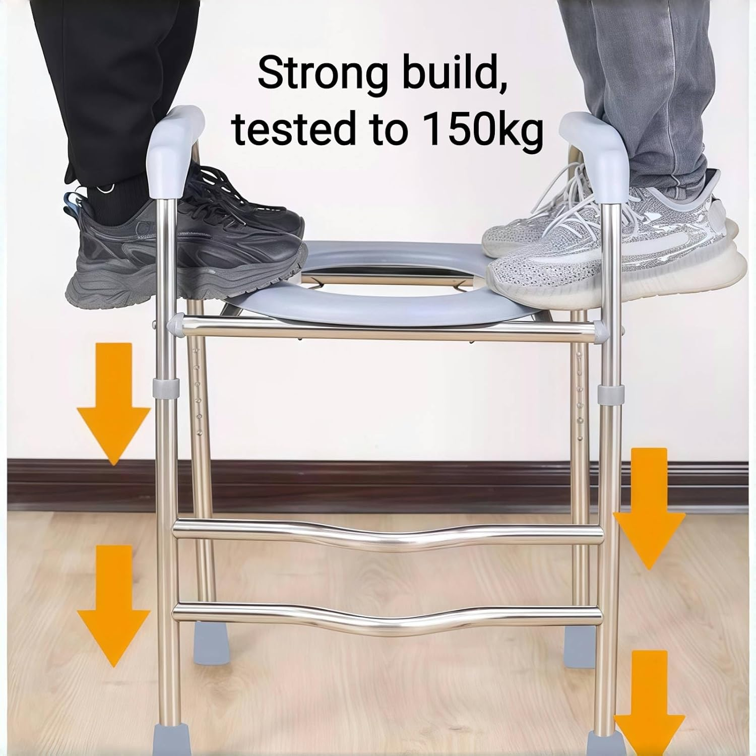 Toilet Safety Rail, Adjustable Toilet Grab Rail with Non-Slip Handle, Fits Most Toilets, Durable Toilet Safety Frames for Elderly, Disabled & Pregnant, Easy to Install, Bathroom Support Handles