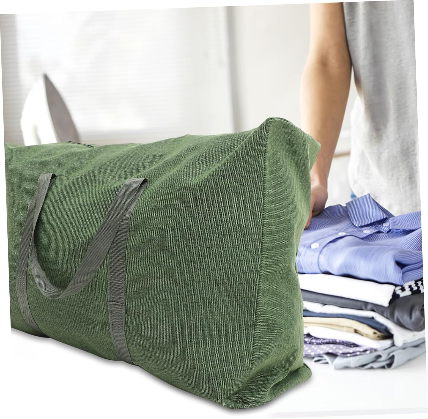 GANAZONO Large Capacity Moving Bag Canvas Travel Bag Zipper Handle for Clothes Mattress Storage Home Moving image number 5