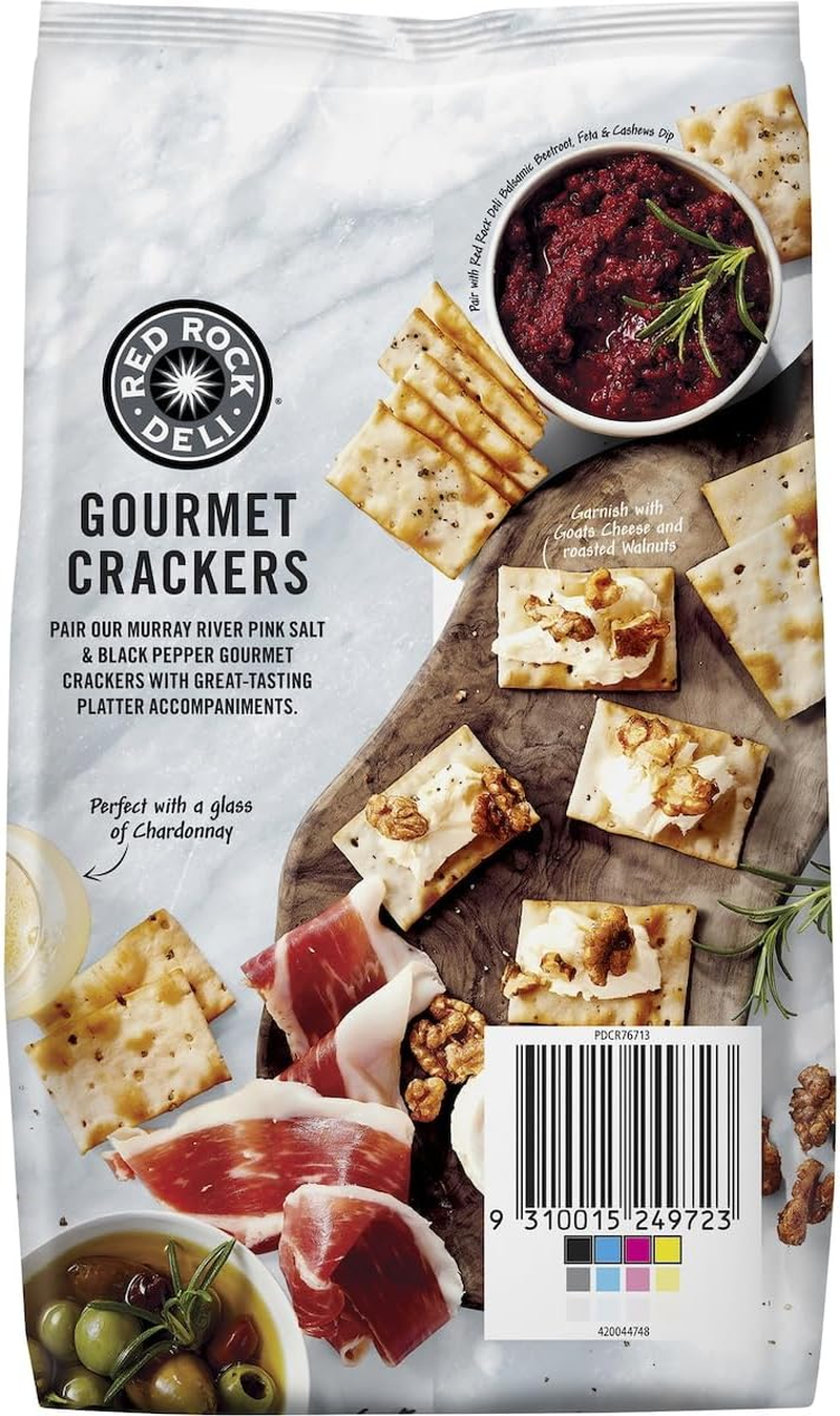 Red Rock Deli Gourmet Crackers with Murray River Pink Salt and Black Pepper 130 G image number 2