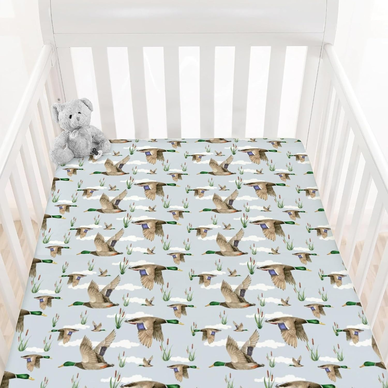 Hawskgfub Highland Cow Eucalyptus Leaf Fitted Standard Crib Sheet for Baby Boy Girl, Neutral Western Farm Animal Yak Toddler Mattress Cover, Soft Stretchy Nursery Bed Sheets Decor Kids Gift 52" X 28"