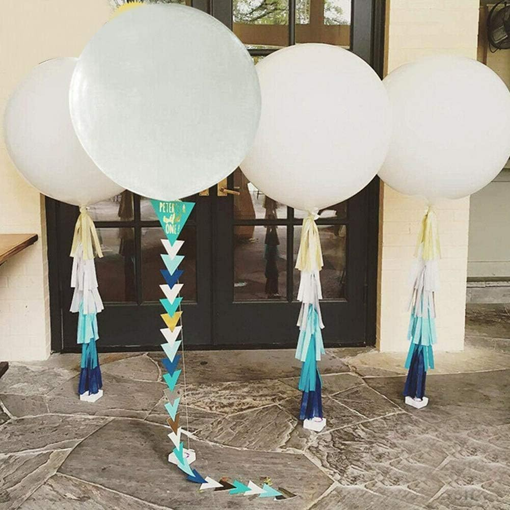 6 Big Balloons 36" round Balloons Extra Large & Thick Balloons Reusable Giant Latex Balloons, for Photo Shoot/Birthday/Wedding Party/Festival/Event/Carnival Decorations, White image number 5